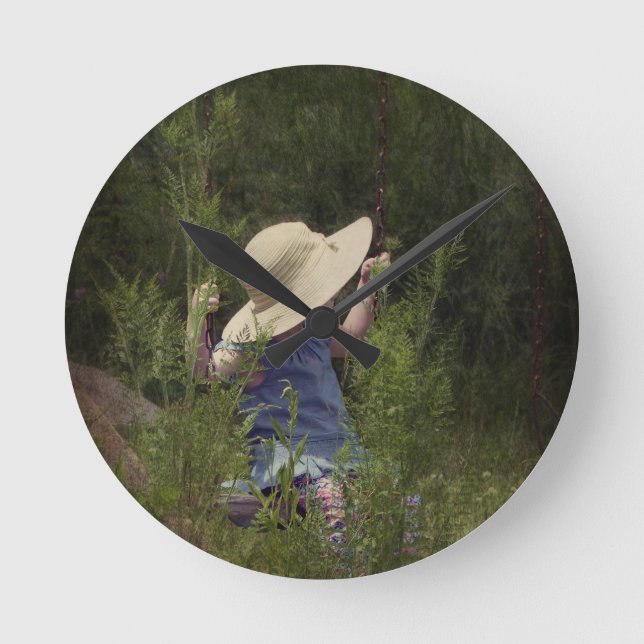 Little Girl on a Swing Round Clock (Front)
