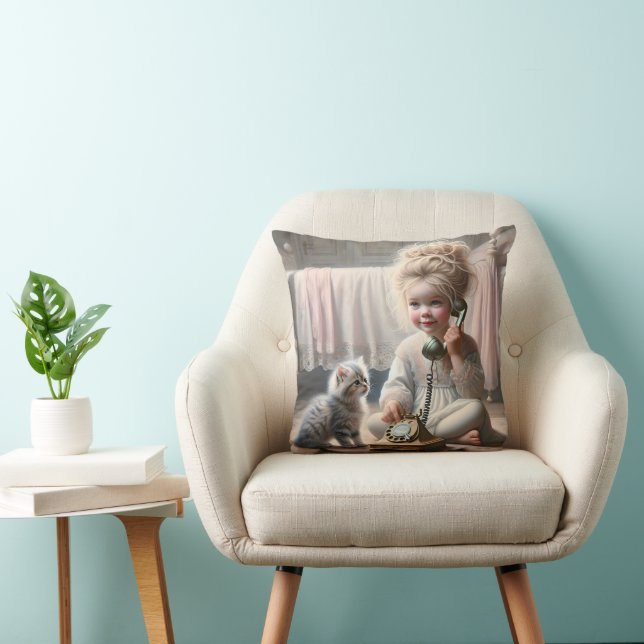 Little Girl On An Old Telephone Cushion (Chair)