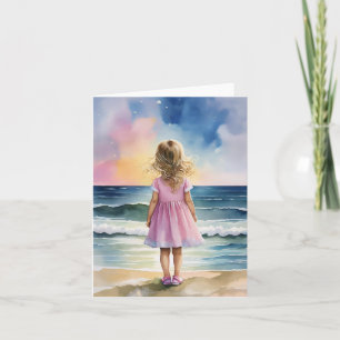 Little Girl on the Beach Stationery Card