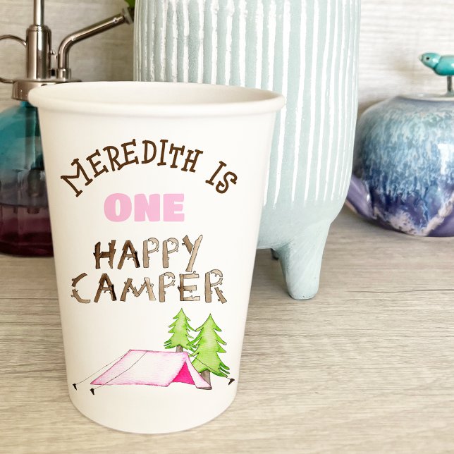 Little Girl One Happy Camper First Birthday Party Paper Cups (Creator Uploaded)