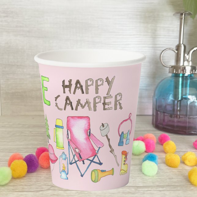 Little Girl One Happy Camper First Birthday Party Paper Cups (Creator Uploaded)