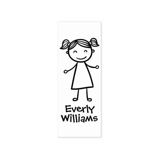 Little Girl Personalised Rubber Stamp (Imprint)