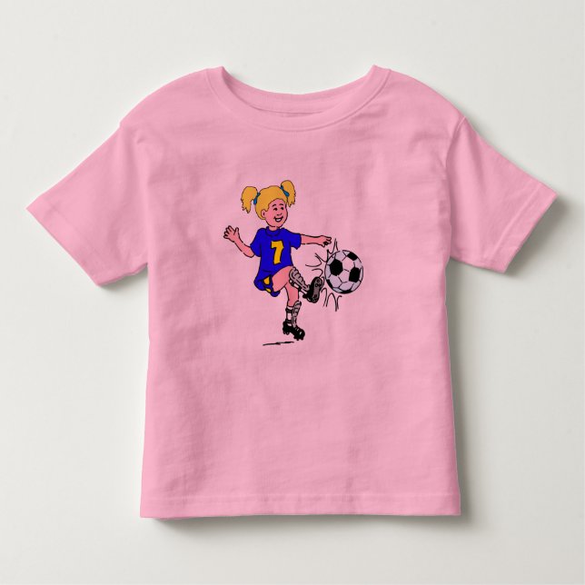 Little Girl Playing Soccer Toddler T-Shirt (Front)