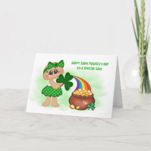 Little Girl, Pot of Gold, Rainbow, Saint Patrick's Card