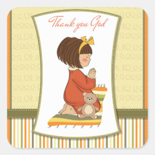Little Girl Praying Square Sticker