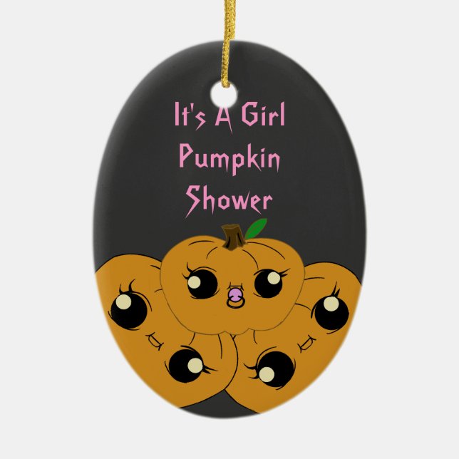 Little Girl Pumpkin Baby Shower Ornaments (Front)