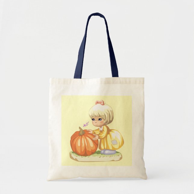 Little Girl & Pumpkin Budget Tote (Front)