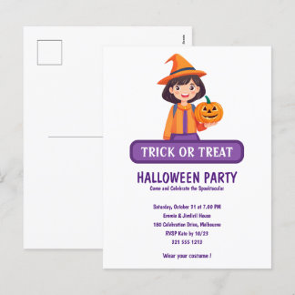 Little Girl Pumpkin Trick or Treat Holiday Postcard