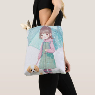 Little girl rainy day tote bag