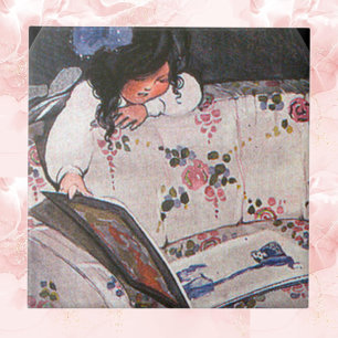 Little Girl reading over sofa Tile