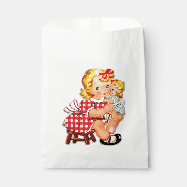 Little girl retro vintage doll child favour bags (Front)