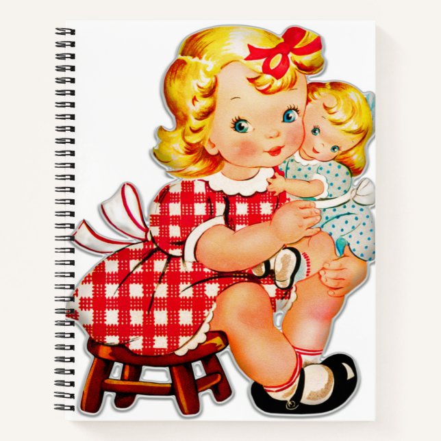 Little girl retro vintage doll child notebook (Front)