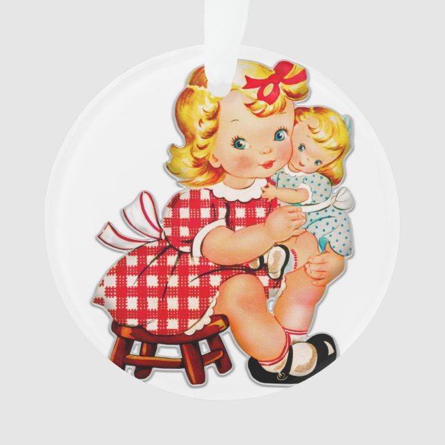 Little girl retro vintage doll child ornament (Front)
