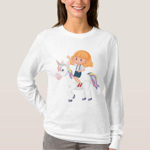 Little Girl Riding Magical Unicorn Adventure T-Shirt