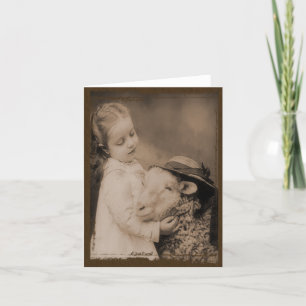 Little Girl & Sheep- Prim Lil Note Cards