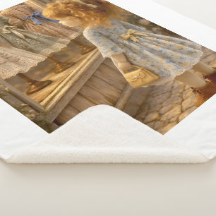 Little Girl Shopping Window Cosy Fleece Blanket