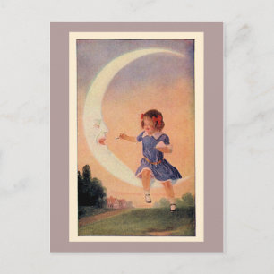 Little Girl Sitting on the Crescent Moon Postcard