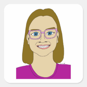 little girl square sticker
