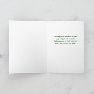 Little Girl St Patricks Day Cute Giraffe Shamrocks Card