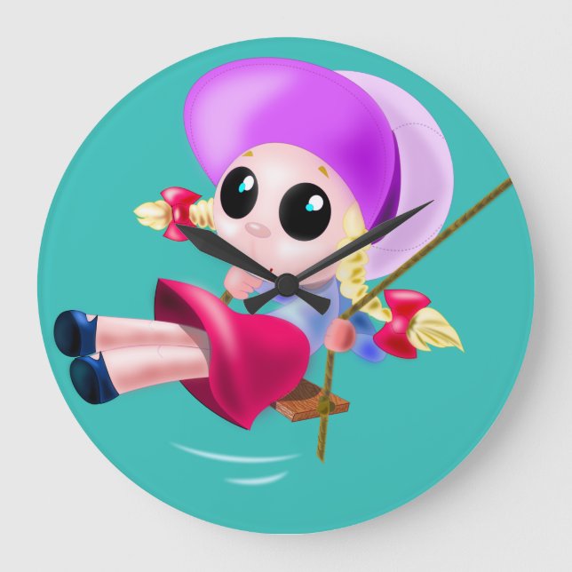 Little Girl Swinging Large Clock (Front)