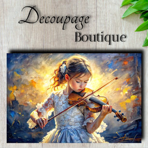 Little Girl Violinist Decoupage Tissue Paper