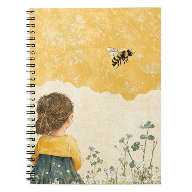 Little Girl Watching a Bumblebee Notebook (Front)