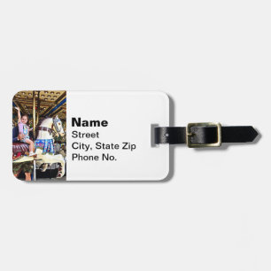 Little Girl Waving Hi From Carousel Luggage Tag