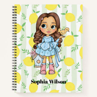 Little Girl with a Bird and Lemons Notebook