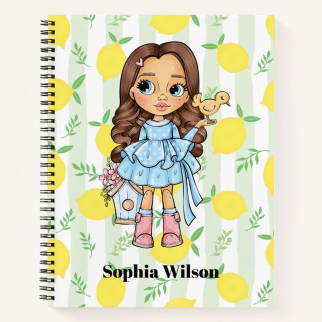 Little Girl with a Bird and Lemons Notebook (Front)