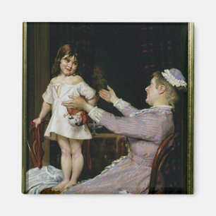 Little Girl with a Doll and Her Nurse, 1896 Magnet