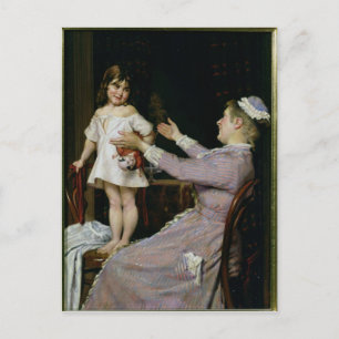 Little Girl with a Doll and Her Nurse, 1896 Postcard