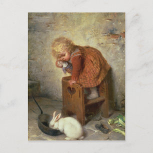 Little Girl with a Rabbit Postcard