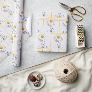 Little Girl With a White Daisy On Her Head Wrapping Paper