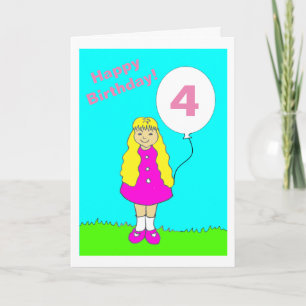 Little Girl with Balloon Age Card
