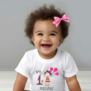 Little girl with balloons  baby bodysuit