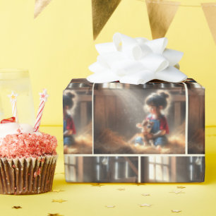 Little Girl With Calf Wrapping Paper