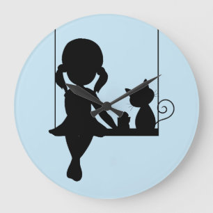 LITTLE GIRL WITH CAT CLOCK