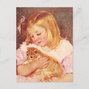 Little Girl with Cat Postcard
