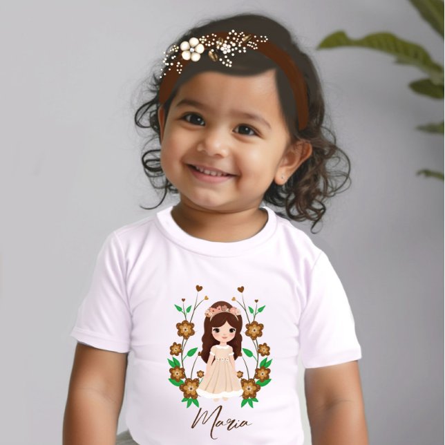 Little girl with flowers baby T-Shirt (Creator Uploaded)