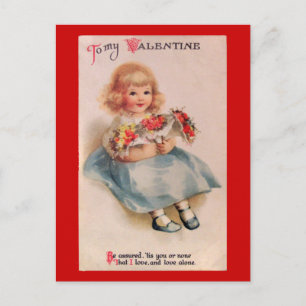 Little Girl with Flowers Vintage Valentin Postcard