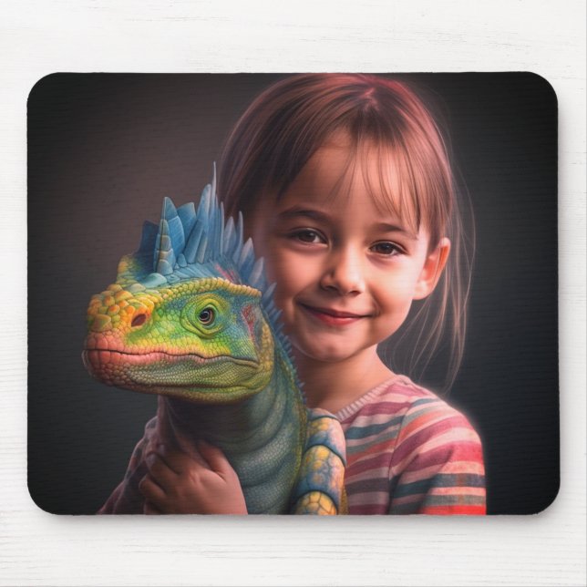 Little Girl with her Lizard Mouse Pad (Front)
