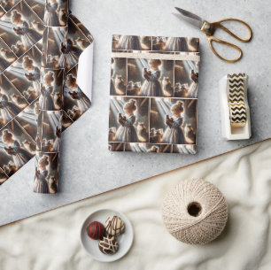 Little Girl With Kittens Wrapping Paper