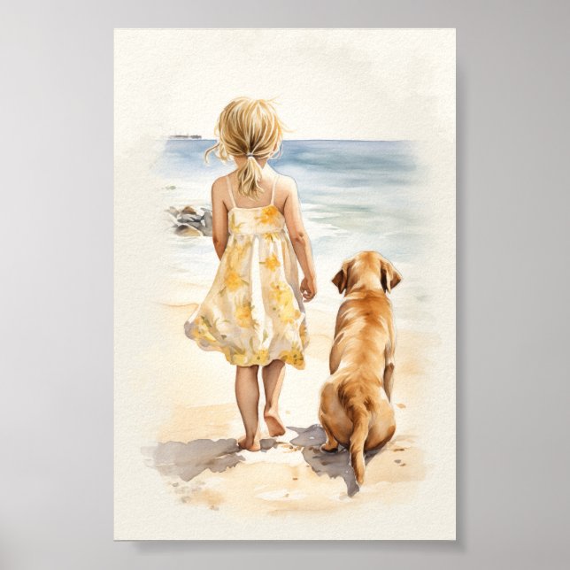 Little girl with labrador poster (Front)