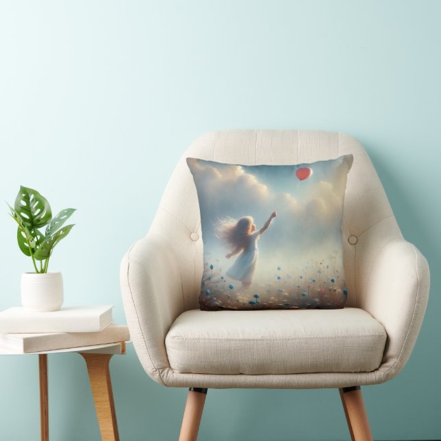 Little Girl With Red Balloon Cushion (Chair)