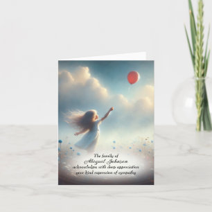 Little Girl With Red Balloon Sympathy Thank You Card