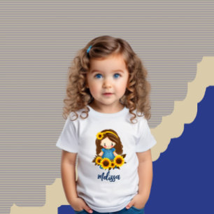 Little girl with sunflowers baby T-Shirt