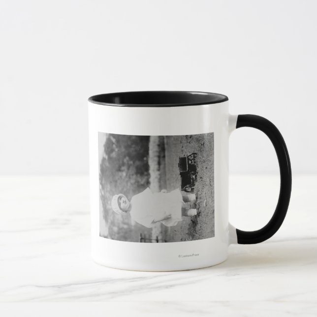 Little Girl with Toy Wagon Photograph Mug (Right)