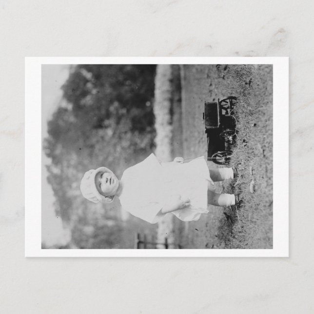 Little Girl with Toy Wagon Photograph Postcard (Front)