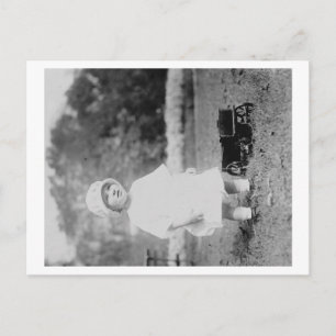 Little Girl with Toy Wagon Photograph Postcard
