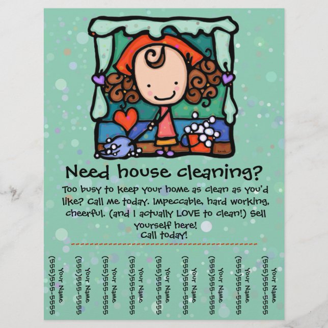 Little Girlie promotes housecleaning business GRN Flyer (Front)